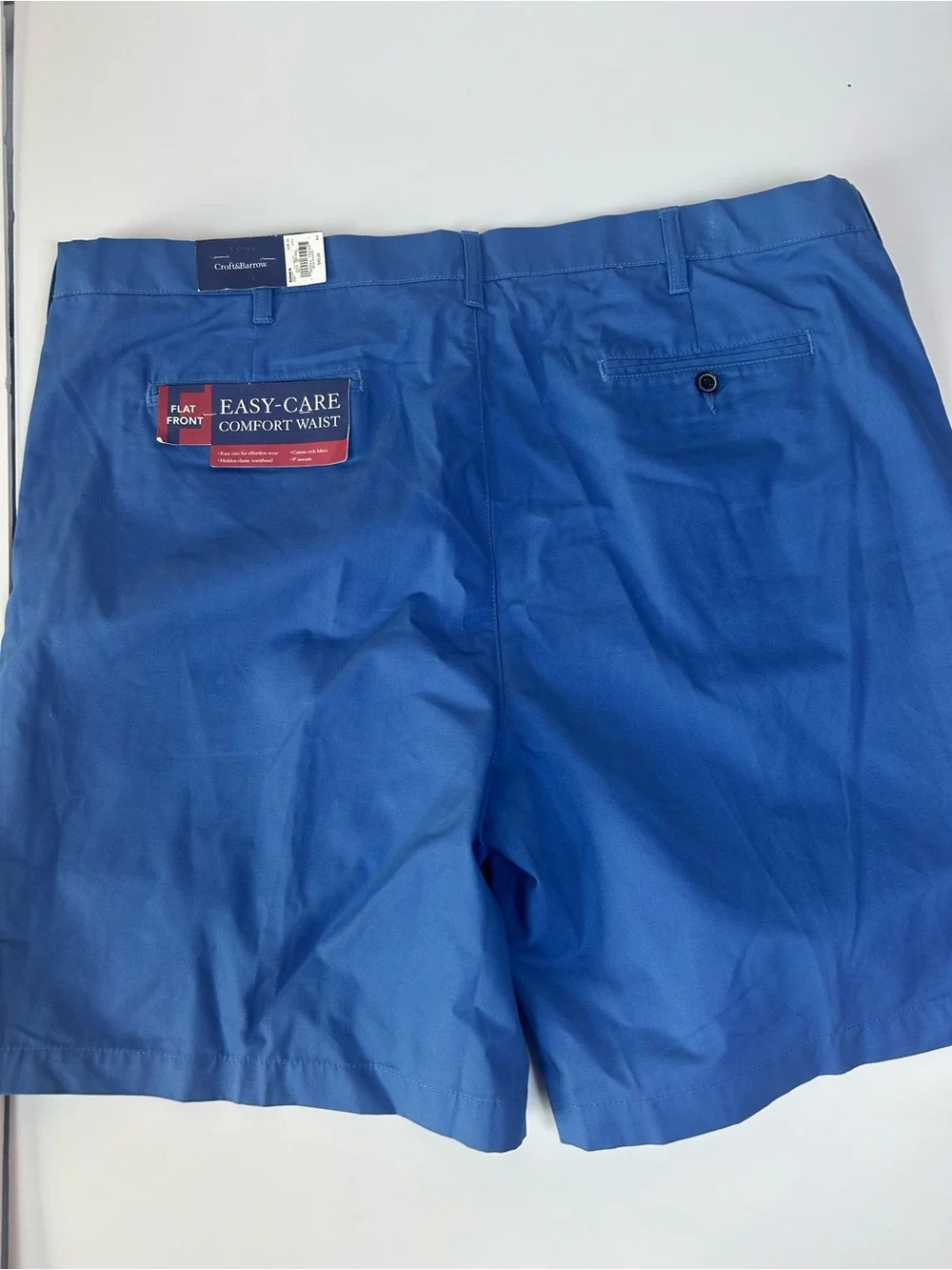 NWT Croft & Barrow Men’s Size 44 Blue Comfort Waist Flat Front Shorts